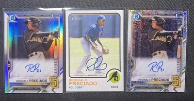 (x3) 2021 Bowman Chrome Reginald Preciado Speckle Auto /299 + Refractor /499 1st - Image 1 of 2
