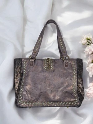 Cartera vaquera Montana West gris adornada con tachuelas Bling Y2K brillante occidental Foto 1 de 4