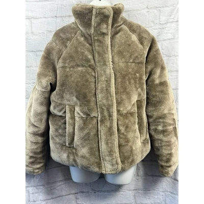 Chaqueta Abrigo Cuello Lado 6 Peludo Peluche Invierno Navidad Beige Marrón Piel Sintética ASOS Foto 1 de 4