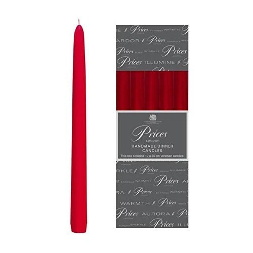 Prices Wax Tapered Venetian Dinner Candles Burn Time 7H Pk10 25cm Wine Red - Image 1 of 1