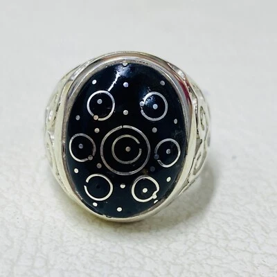 Anillo de plata 925 para hombre coral negro 10,5 EE. UU. 12,7 g 18x14 mm único hecho a mano regalo Foto 1 de 4