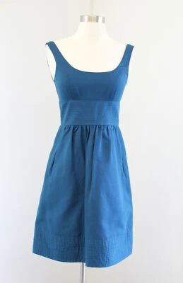 Vestido Shoshanna Azul Sólido Sin Mangas Ajuste y Acampanado 0 Seda Cóctel Cintura Imperio Foto 1 de 4