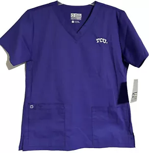 Top scrub unisex WonderWink nuovo con etichette taglia small - TCU Texas Christian University - Foto 1 di 4