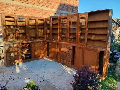 Cassettiera antica molto grande angolare smaltata farmacia cassettiera libreria - Immagine 1 di 4