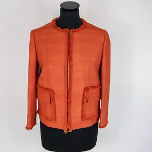 Christian Dior Burnt Orange silk & Linen Cropped Jacket UK 8 RRP £2,000 (#H1) - Picture 1 of 15