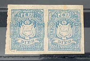 Peru 1883 Emergency Issue For Arequipa 10c Pair MLH PD63 - Picture 1 of 1