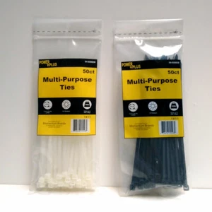 Power 100 ct Multi-Purpose 7.5" Long Gear Cable Zip Ties Wire Ties White, Black - Picture 1 of 7