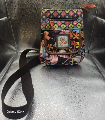 Bolso Bandolera Bolso de Hombro Lily Bloom 2 Tonos Cuero Floral Acento Solapa Bolsillo Foto 1 de 4