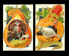 Thanksgiving Vintage Greetings postcard Set Of 6 Patriotic Americana #16 Turkey