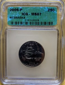 2006-P ICG MS67 Nebraska State Quarter 25C - Picture 1 of 2