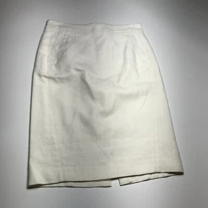Ann Taylor Pencil Skirt Womens 4 White Cotton Linen Blend Fully Lined Pockets - Picture 1 of 15