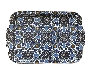 Colorful Metal Tray, 12.25" x 8.5" Decorative Coffee / Tea Serving Tray, Turkish - Picture 1 of 4