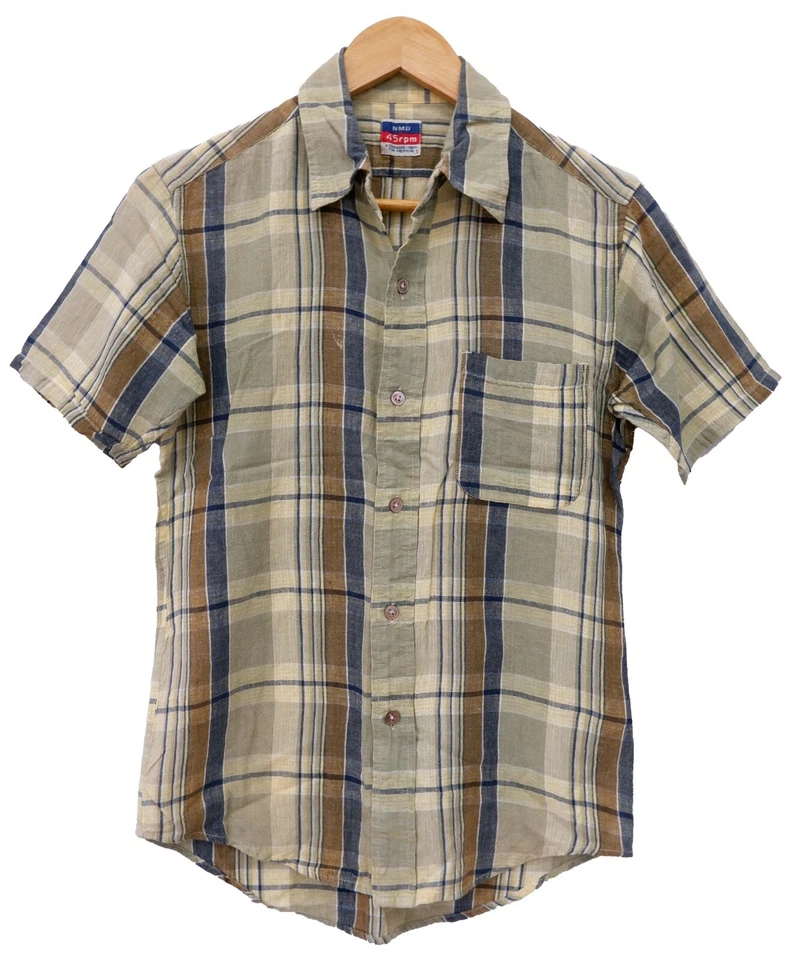 45RPM 四十五 RPM studio 1 by R NMD 90 年代橄榄绿棕色格子衬衫 复古 — 第 1/4 张图片