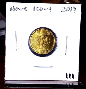 HONG KONG 2017 10 Cent Coin; Uncirculated, Nice Asian Currency & FREE SHIPPING!! - Picture 1 of 3