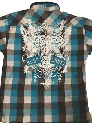 Рубашка Blac Label мужская многоцветная на пуговицах жемчужная на кнопках графический размер M - ОЧЕНЬ ХОРОШАЯ - Изображение 1 из 4