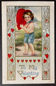 To My Valentine Boy with Heart Embossed lithograph postcard - Picture 1 of 2