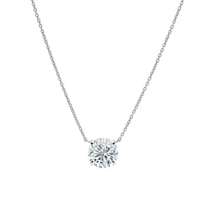 IGI E/VVS 1.5 Ct Round Lab Created Grown Floating Diamond Pendant 14K White Gold - Image 1 of 4