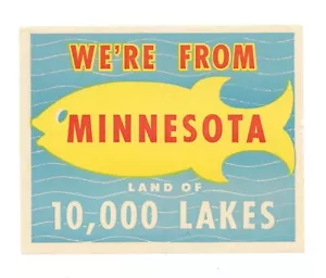 Etichetta da viaggio vintage SIAMO DEL MINNESOTA terra dei 10000 laghi - Foto 1 di 2