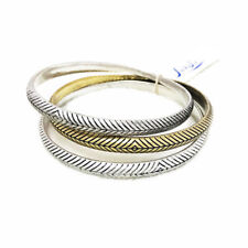 Lucky BRAND Gold and Silver Two Tone Etched 3 Bangle Bracelet Set