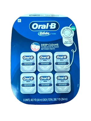Oral-B Glide Advanced Bacteria Defense Hilo (Sabor Como Nuevo) Paquete de 6 44 m cada uno Foto 1 de 3
