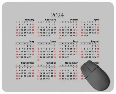 2024 Calendar Year Mouse Pad,Solid Color Mouse Pad with Stitched Edge - Image 1 of 4