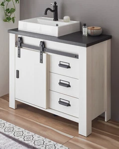 Waschtisch Waschbeckenunterschrank Set komplett MIT Waschbecken weiß Pinie Stove - Bild 1 von 9