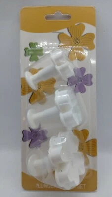 Set of 3 Plunger Cutter Set, Flowers, Fondant, Craft Clay, Gum Paste, Marzipan  - Image 1 of 4