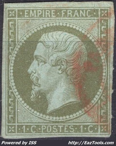 FRANCE EMISSION NAPOLEON III PAIRE N° 11 CACHET A DATE ROUGE DES IMPRIMÉS - Picture 1 of 2