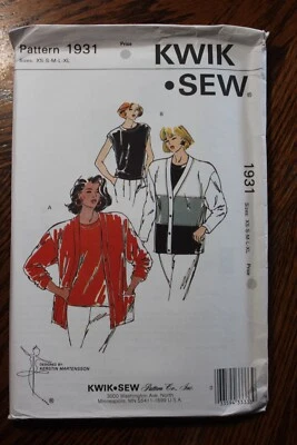 KWIK SEW Pattern 1931 Misses' Cardigan & Top, Size XS-XL Uncut - Image 1 of 3