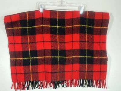 Spread Bridge Woolen Mill 100% Lana Bufanda 46"X30" Cuadros Flecos Cuello Envoltura Unisex Foto 1 de 4