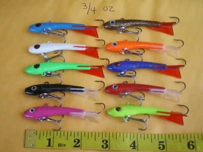 HOME MADE 8 PCS MINNOW JIGGING/CASTING FISHING LURE BAIT/ICE FISHING 3/4 OZ. CHOOSE COLOR