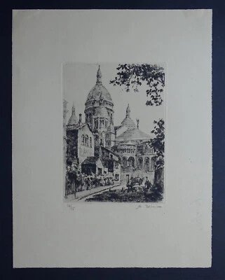 Paris Sacré Coeur Montmartre gravure orig. signée numérotée Antoine BRIENT c1930 - Photo 1/4