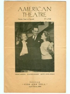 Vintage 1944 Violet HEMING in KISS & TELL! St. Louis AMERICAN THEATRE Program! - Picture 1 of 2