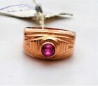 Vintage Russian Soviet Ussr Solid 14K 585 Rose Pink Gold Pink Tourmaline Ring
