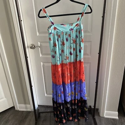 Maxi Vestido Pequeño FUZZI By Jean Paul Gaultier Italia En Niveles Floral Patchwork Foto 1 de 4