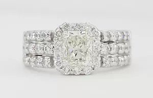 Rectangular Radiant Cut Diamond Halo Engagement Ring Ser 1.8 ct 18k & 14k $10k - Picture 1 of 9