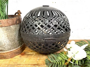 Rustic Handmade Metal Lattice Hanging Ball Candle Lantern - Picture 1 of 9