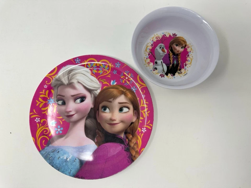 Plato y cuenco de vajilla vintage de melamina congelada para niños Zak Designs Disney Foto 1 de 1