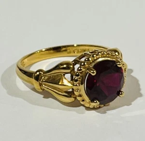Ross Simons Sterling Silver 925 Vermeil Round Pronged Garnet Ring Size 9.25 - Picture 1 of 6