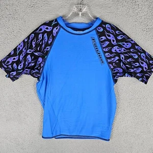 RON JON SURF SHOP Rash Guard Boys L Printed Short Sleeve Stretch Nylon Blue USA - Picture 1 of 8