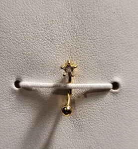 3 mm Stern CZ Krappen Set Top 316L Chirurgenstahl Augenbrauenring gebogen Langhantel wählbar - Bild 1 von 6