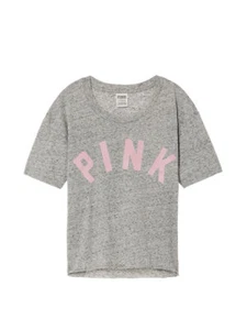 CAMISETA VICTORIAS SECRET ROSA ENCOGIDA GRIS JASPEADO TALLA S NUEVA EN PAQUETE - Imagen 1 de 1