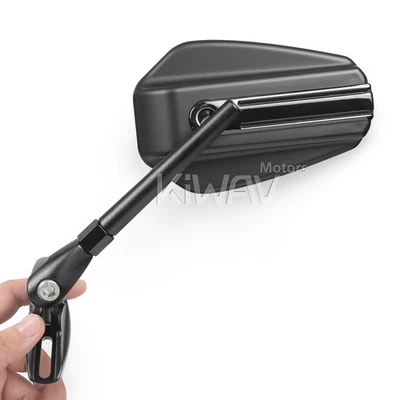 Espejos retrovisores EMPEROR negros forma ataúd base negra ajustable Kawasaki Ninja ZX ZZR Foto 1 de 4