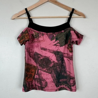 Top Mujer S Imitación Dos Piezas Fuera del Hombro Grunge Emo Indie Y2K Retro Concierto Punk Foto 1 de 4