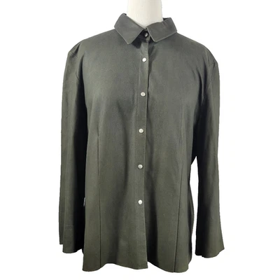 Camisa Yansi Fugel de cuero con botones verde talla XL Foto 1 de 4