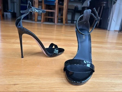 LE SILLA 黑色漆皮凉鞋 9.5 码 IT 39.5 二手状况良好 — 第 1/4 张图片