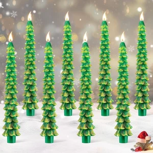 8 Pack Christmas Tree Candles, 10 Inch Pure Beeswax Christmas Tree Shaped Tap... - Foto 1 di 7