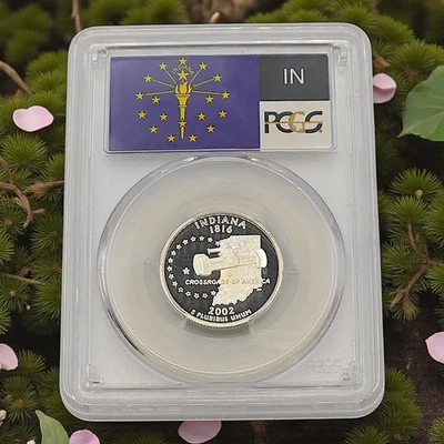 2002-S Indiana Silver Quarter PCGS PR69DCAM Deep Cameo Indy Race Car 🏁 - Image 1 of 2