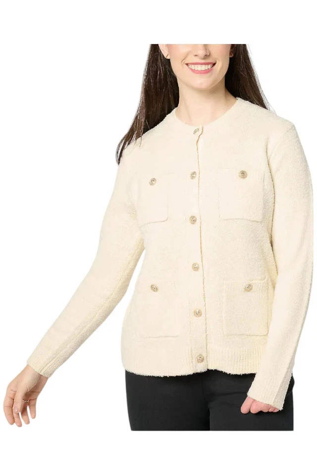Isaac Mizrahi Live! Women's Estate Yarn Cardigan French Vanilla - Image 1 of 1