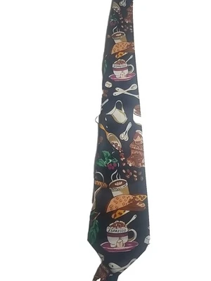 复古 Everyday Coffee 卡布奇诺浓缩咖啡手工制作蓝色领带 — 第 1/3 张图片